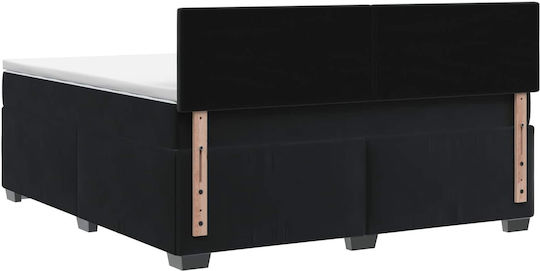 Doppelbett Bezogen mit Samt Schwarz mit Lattenrost & Matratze 140x200cm