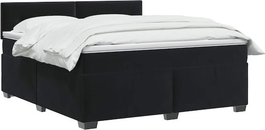 Doppelbett Bezogen mit Samt Schwarz mit Lattenrost & Matratze 140x200cm