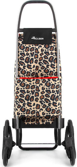 Fabric Shopping Trolley Foldable Brown 36x19x63cm