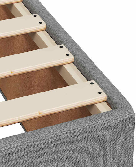 King Size Upholstered Fabric Bed Light Grey with Slats and Mattress 190x190cm