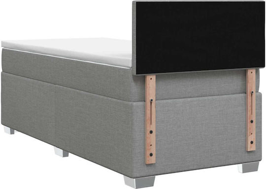 King Size Upholstered Fabric Bed Light Grey with Slats and Mattress 190x190cm