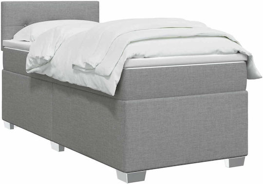 King Size Upholstered Fabric Bed Light Grey with Slats and Mattress 190x190cm