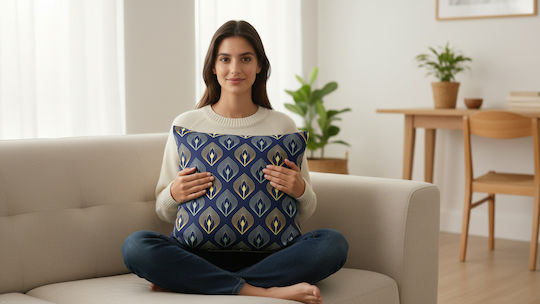 Inspiral Tree Blue Pillow Case 45x45cm