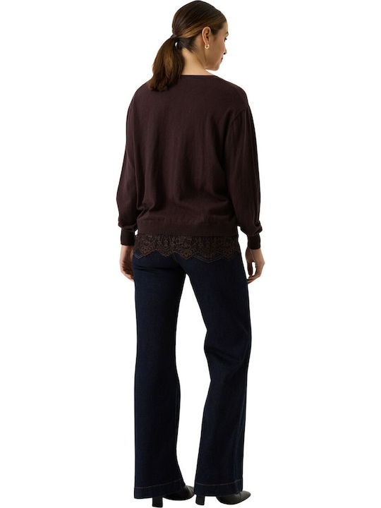 Damen Baumwoll Pullover Burgundisch