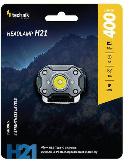 Technik Wiederaufladbarer Kopf-LED Taschenlampe IPX4 mit Maximaler Helligkeit 400lm H21