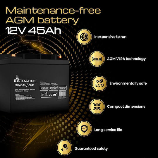Extralink Μπαταρία UPS με Χωρητικότητα 45Ah και Τάση 12V