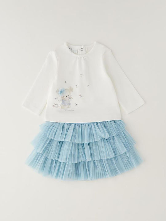 Kids Set with Skirt 2 Pieces White