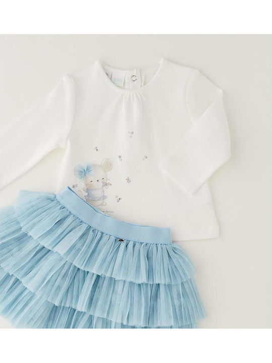 Kids Set with Skirt 2 Pieces White