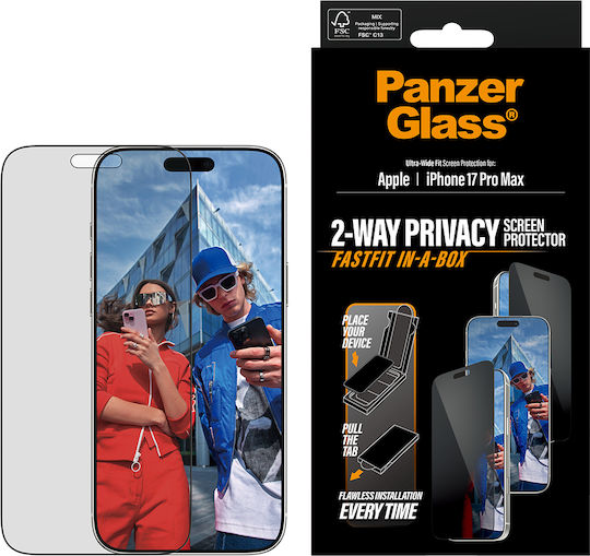 Panzerglass Privacy Screen Protector W Black Frame Iphone 17 Pro Max Ultra-wide Fit W Fastfit In-a-box