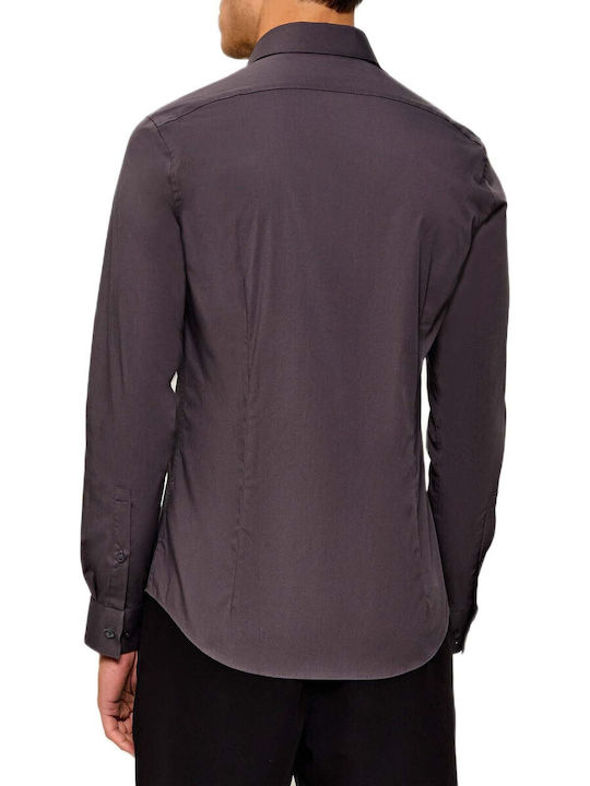Calvin Klein Kurzärmeliges Herrenhemd in Enge Passform Grau