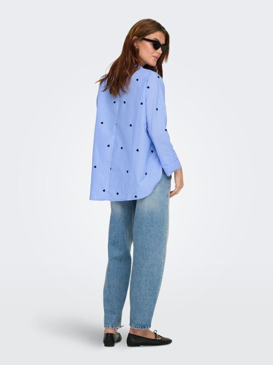 Grace Long Sleeve Women's Denim Shirt Moonlight Blue Striped