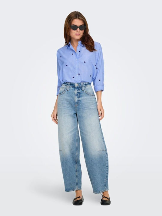 Grace Long Sleeve Women's Denim Shirt Moonlight Blue Striped