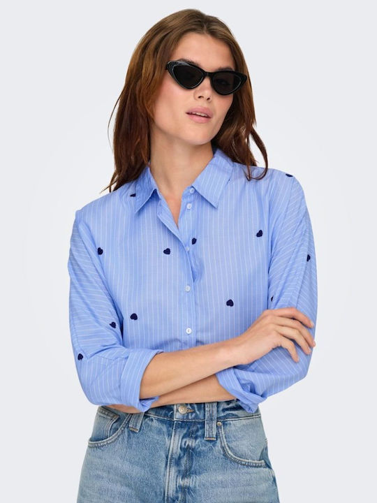 Grace Long Sleeve Women's Denim Shirt Moonlight Blue Striped
