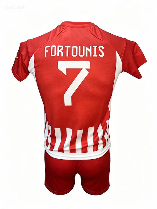 Kids Football Kit Olympiacos Fortounis Red White Red 190826-10