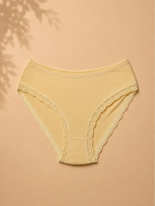 Slip Bumbac Pentru Femei Cu Dantelă Bej