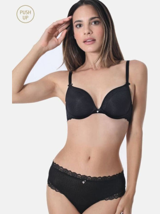 Μαύρο Σουτιέν Push Up με Μπανέλες