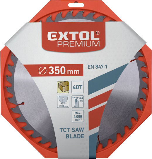Extol Δίσκος Κοπής Ξύλου με 40 Δόντια 350mm