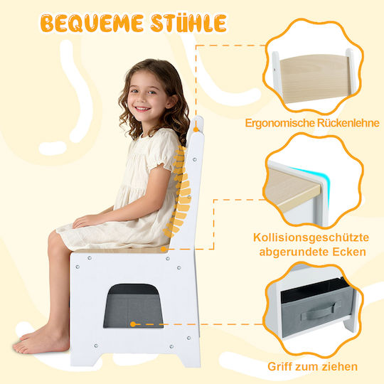 Costway Kinder Tische Set mit Stühlen für Malerei Weiß Costway