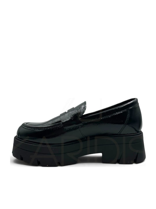 Leather Women's Moccasins In Black Color