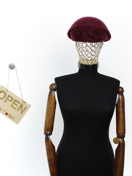ButicCochet Pălărie Din Lână Burgundy Pentru Femei