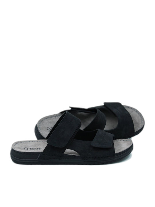 Leder Herrensandalen in Schwarz Farbe