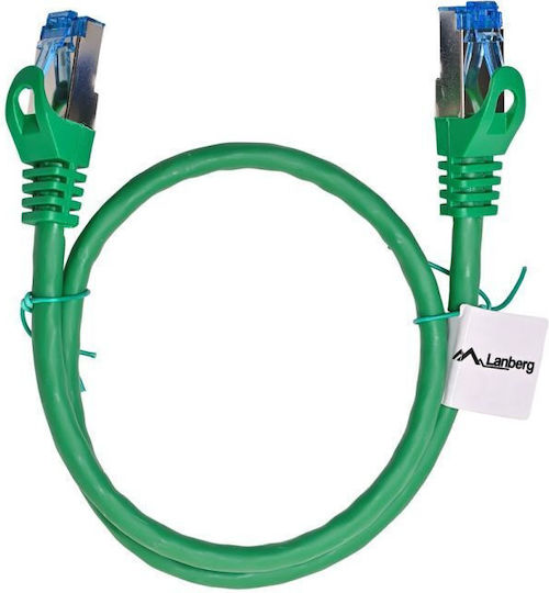 Lanberg S/FTP Cat.6a Gigabit Network Cable Ethernet 0.5m Green