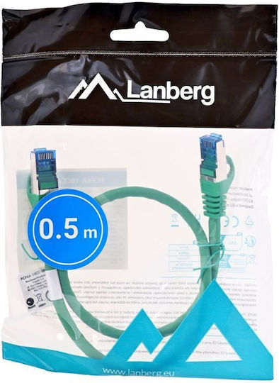 Lanberg S/FTP Cat.6a Gigabit Network Cable Ethernet 0.5m Green