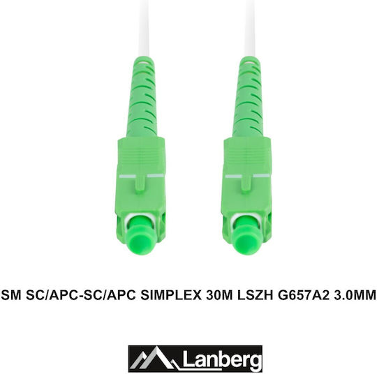 Lanberg Кабел Оптично Влакно SC/APC-SC/APC 30м Бял