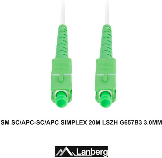 Lanberg Кабел Оптично Влакно SC/APC-SC/APC 20м Бял