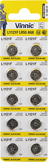 Алкални Батерии За Часовници LR55 1.5V 10 Броя