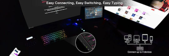 Redragon K530 Draconic Pro Безжично Гейминг Механично Клавиатура 60% с Кафяво по Поръчка Управление и RGB Осветление International English