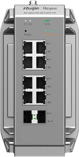 Ruijie RG-NIS3100-8GT2SFP-HP Managed L2 PoE Switch με 8 Θύρες Gigabit (1Gbps) Ethernet και 2 SFP Θύρες