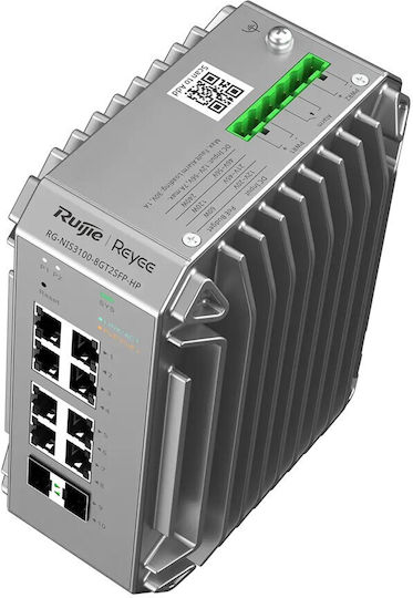 Ruijie RG-NIS3100-8GT2SFP-HP Managed L2 PoE Switch με 8 Θύρες Gigabit (1Gbps) Ethernet και 2 SFP Θύρες