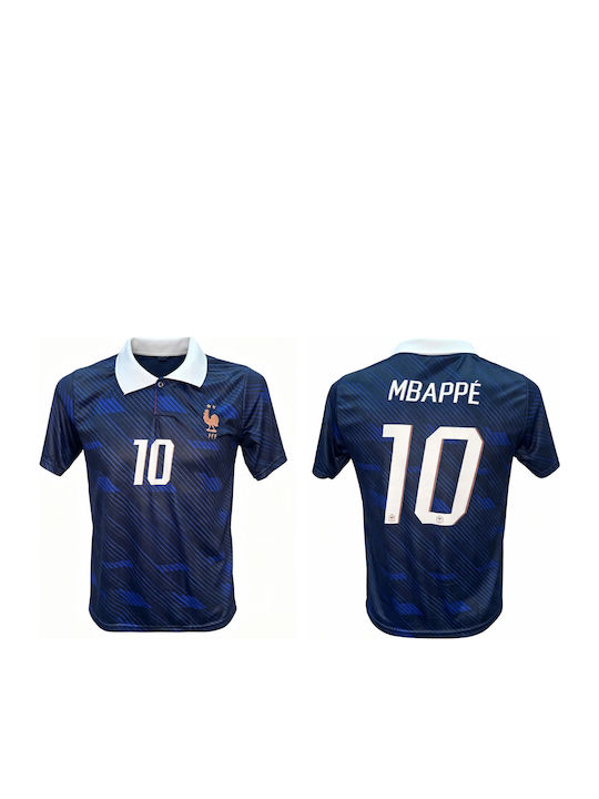 Мъжка Футболна Екипировка Национален Отбор на Франция Mbappe Тъмносин Яка 170826-11