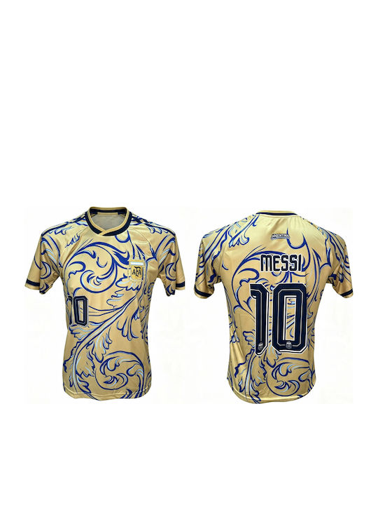 Replica Herren Fußball Trikot Messi Nationalmannschaft Argentinien Gold-Blau-Hellblau 170826-10