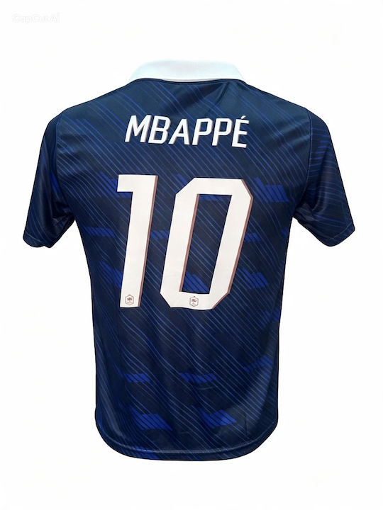 Мъжка Футболна Екипировка Национален Отбор на Франция Mbappe Тъмносин Яка 170826-11