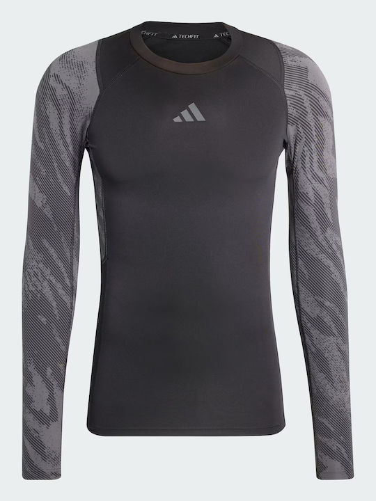 adidas Techfit Термоизолационна Риза Черна