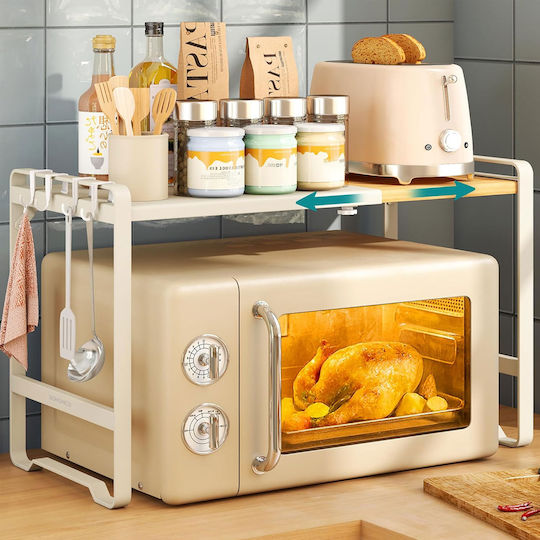 Songmics Βάση για Φούρνο Μικροκυμάτων Bamboo 64x31.5x42εκ. Λευκή