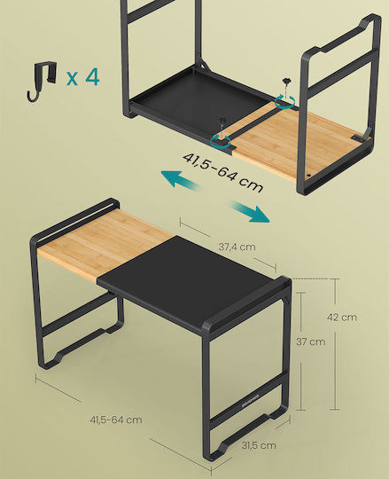 Songmics Βάση για Φούρνο Μικροκυμάτων Bamboo 64x31.5x42εκ. Μαύρη