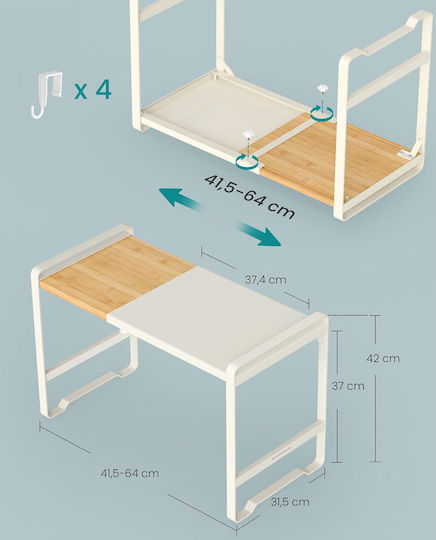Songmics Βάση για Φούρνο Μικροκυμάτων Bamboo 64x31.5x42εκ. Λευκή