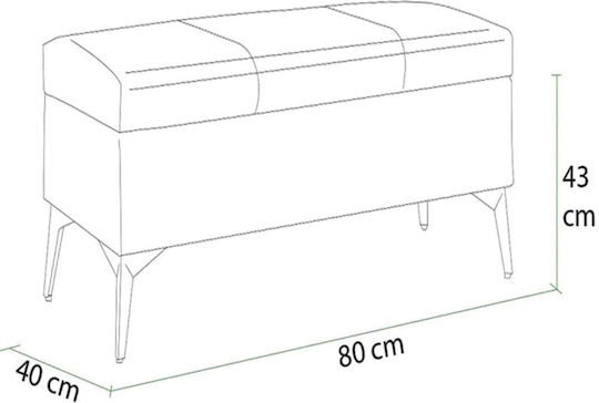 Living Room Stool With Storage Space Upholstered In Light Grey Artificial Leather 80x40x43cm