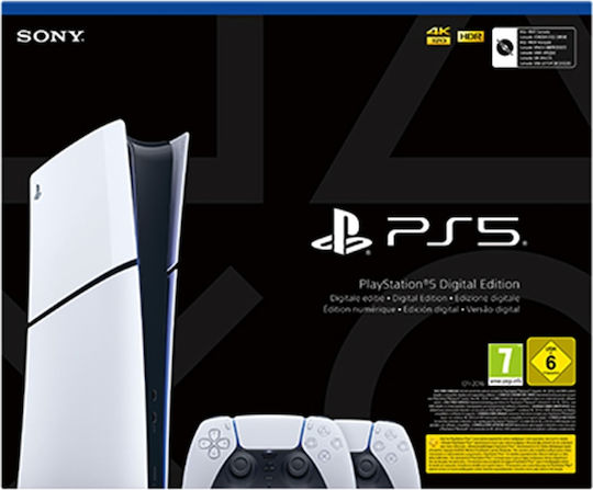 Sony PlayStation 5 Slim Digital 825GB cu al doilea DualSense (Pachet Oficial)