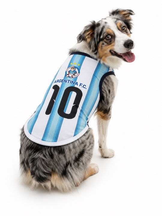 Replica Hundeshirts National Argentina 10 Weiß Blau gestreift