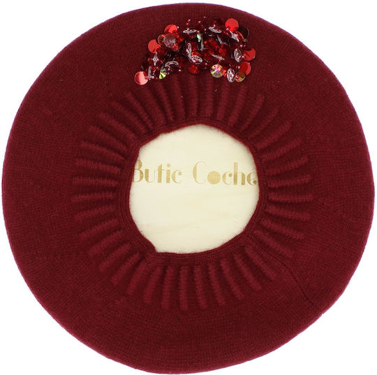 Beretă De Damă ButicCochet O Singură Mărime Lână Design Paiete Burgundia Bsc430