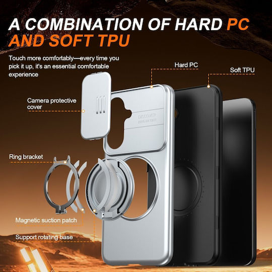 Sliding Cover Hard Case Ring Grey Samsung Galaxy A27 5g