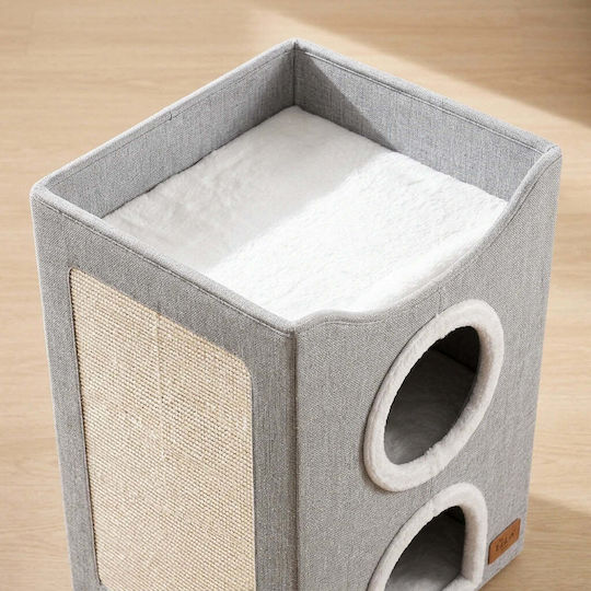 Lelo Pet Cozycube Tower – Премиум Триетажно Къщичка за Котки 2 Скривалища Горна Легълце и Драскалка 40×40×62cm