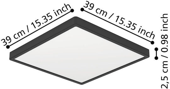 Eglo Fueva LED Panel με Θερμό Λευκό Φως 2700K