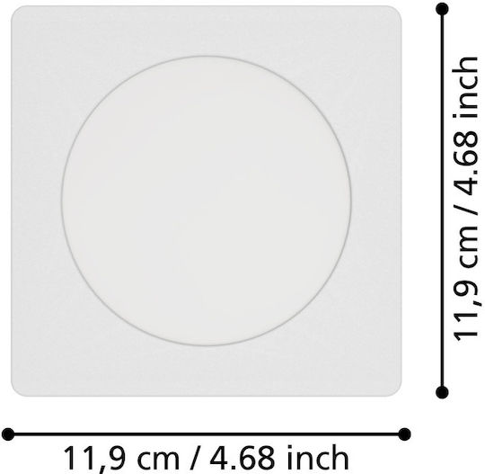 Eglo Fueva Χωνευτό LED Panel με Θερμό Λευκό Φως 2700K