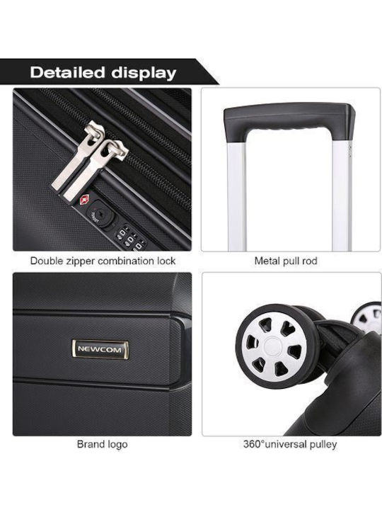 Newcom Suitcases Hard Black Maximum Height 71cm Set of 3pcs