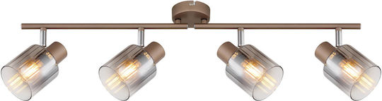 Globo Lighting Σποτ με 4 Φώτα σε Καφέ Χρώμα
